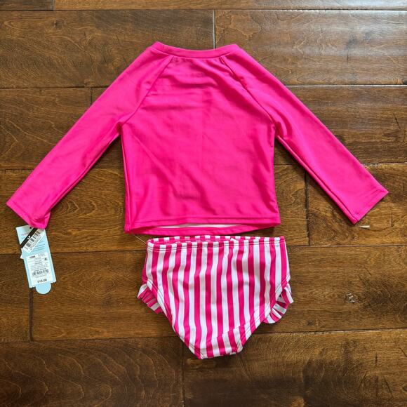 Cat and Jack Girls 18 Month Swimsuit Rash Guard Pink Pineapple Two Piece NEW - Picture 7 of 8